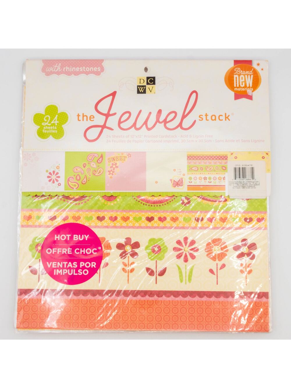 DCWV The Jewel Stack 12x12 Scrapbook Paper 24 Sheets with Rinestones